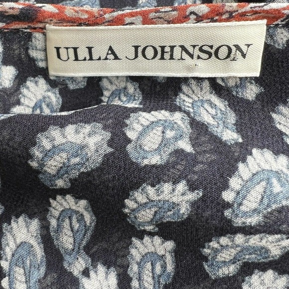 Ulla Johnson SALINAS Red & Blue Paisley 100% Silk 3/4 Sleeve Mini Dress Sz 0 - Picture 12 of 15